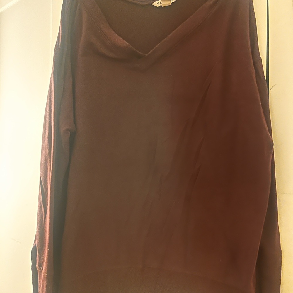 Athleta Deep Burgundy V-Neck Sweatshirt